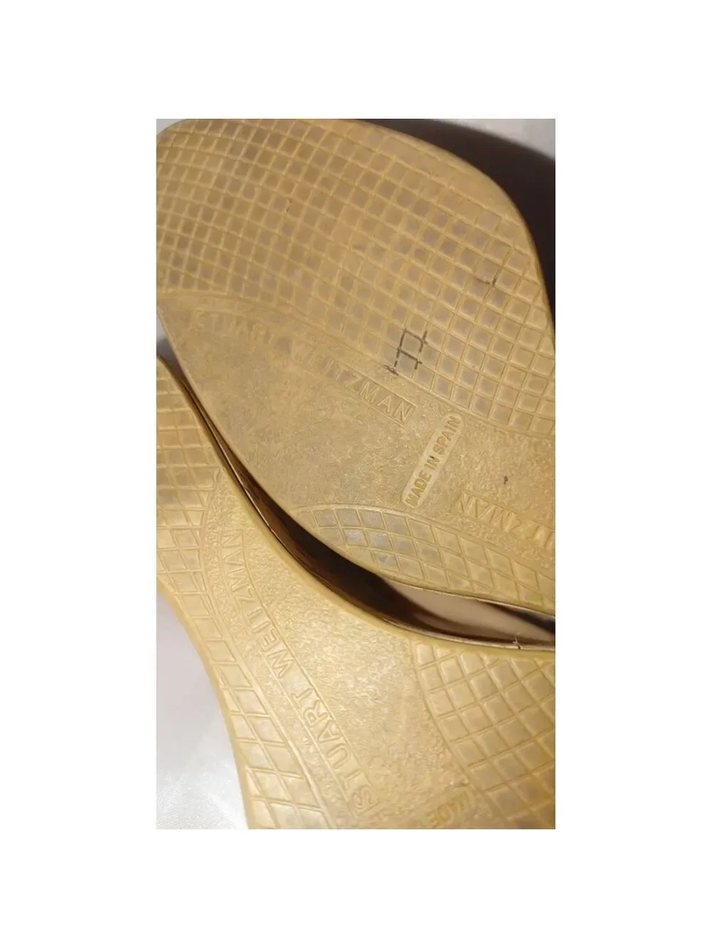 Stuart Weitzman Riveria Patent Leather Peep Toe Cork Wedge Sandals Size 8.5M